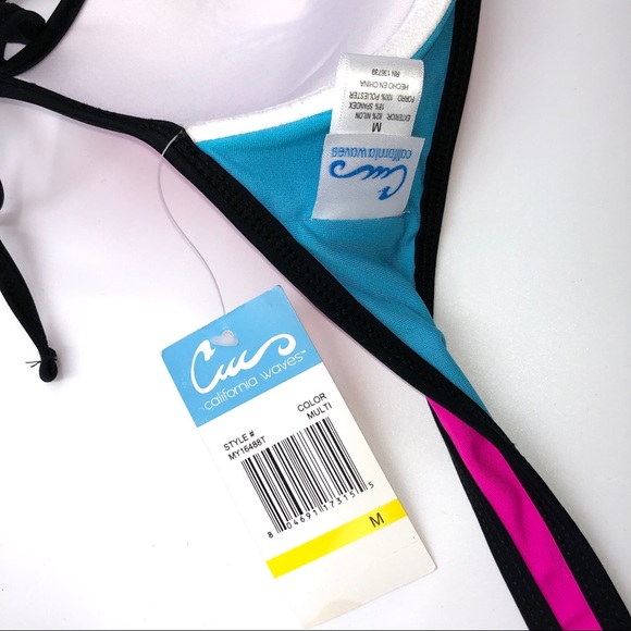 California Waves Bikini Swimsuit Medium Colorblock - Picture 6 of 6